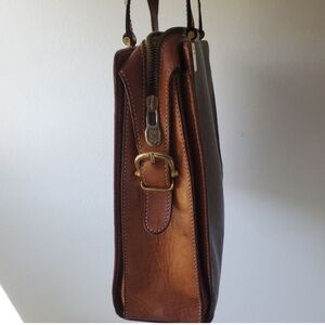 CELINE Macadam Tote Purse Brown Leather Shoulder Bag